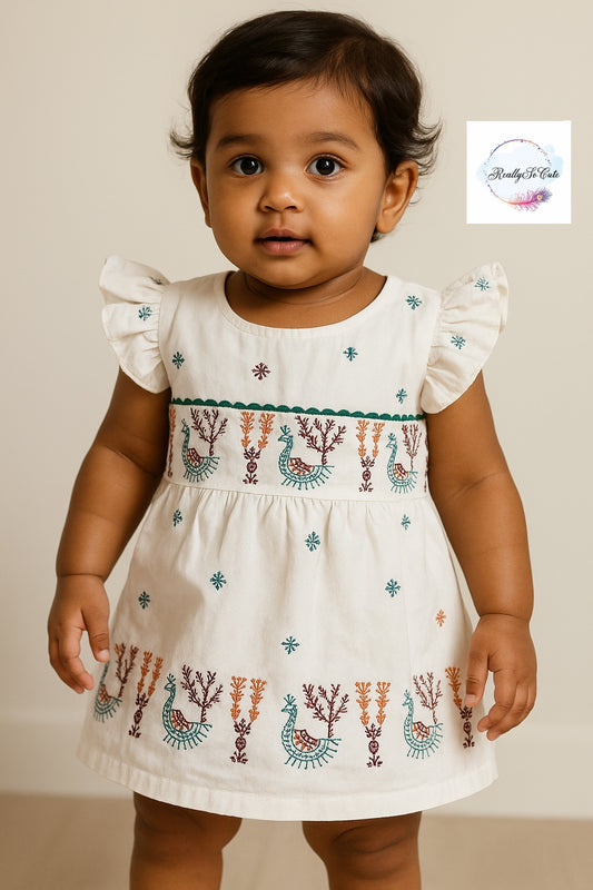 Baby girls' cotton dress, infant girl ethnic wear