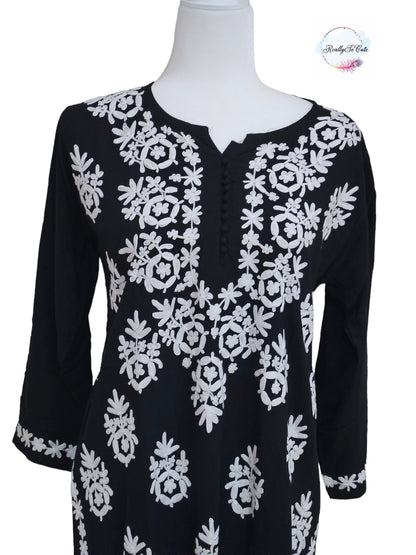 Black short Chikankari top