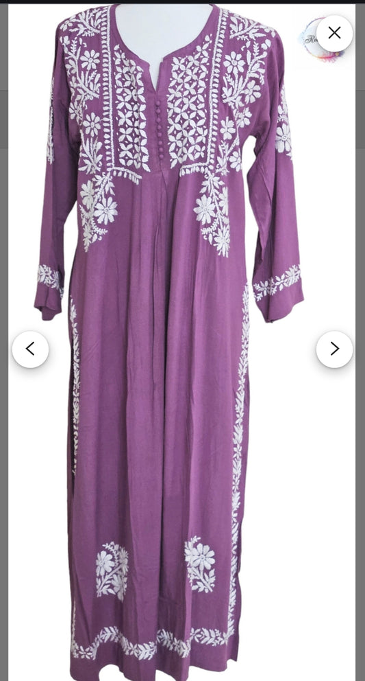 Purple plus size chikankari kurta