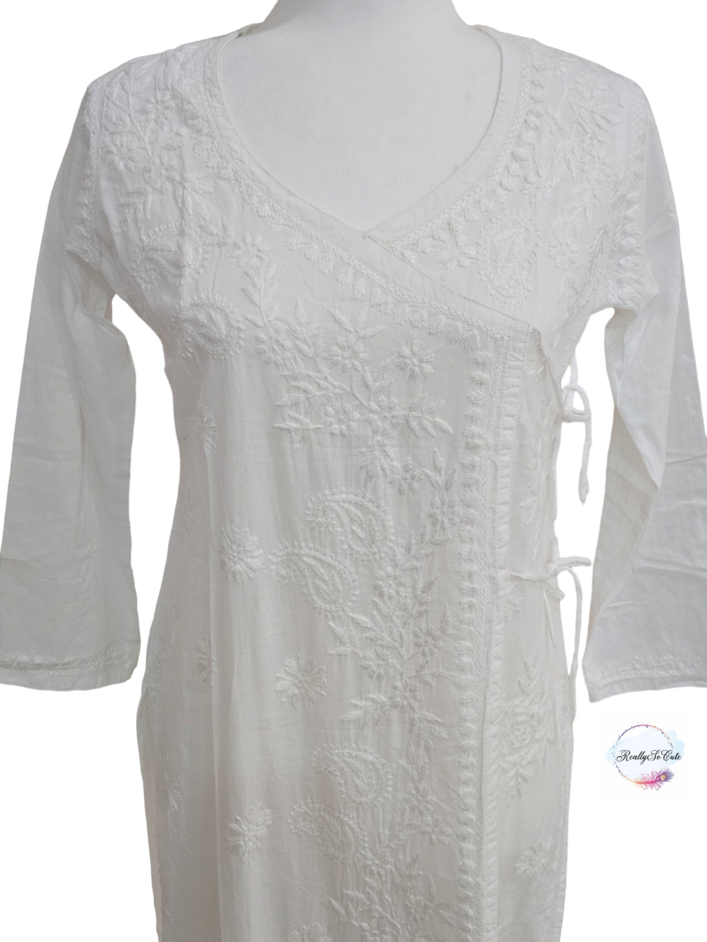 White chikankari kurti