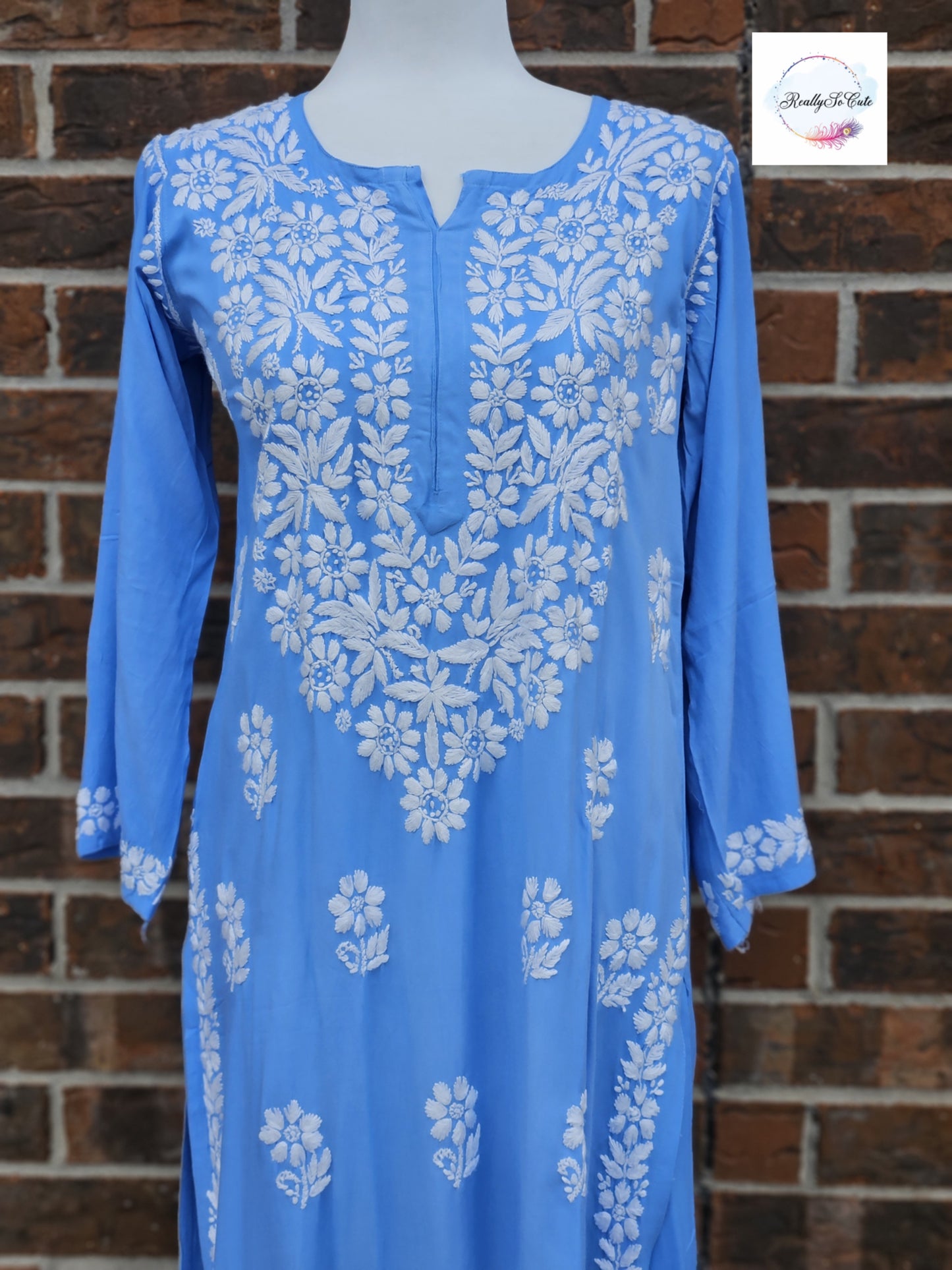 Blue chikankari kurta set