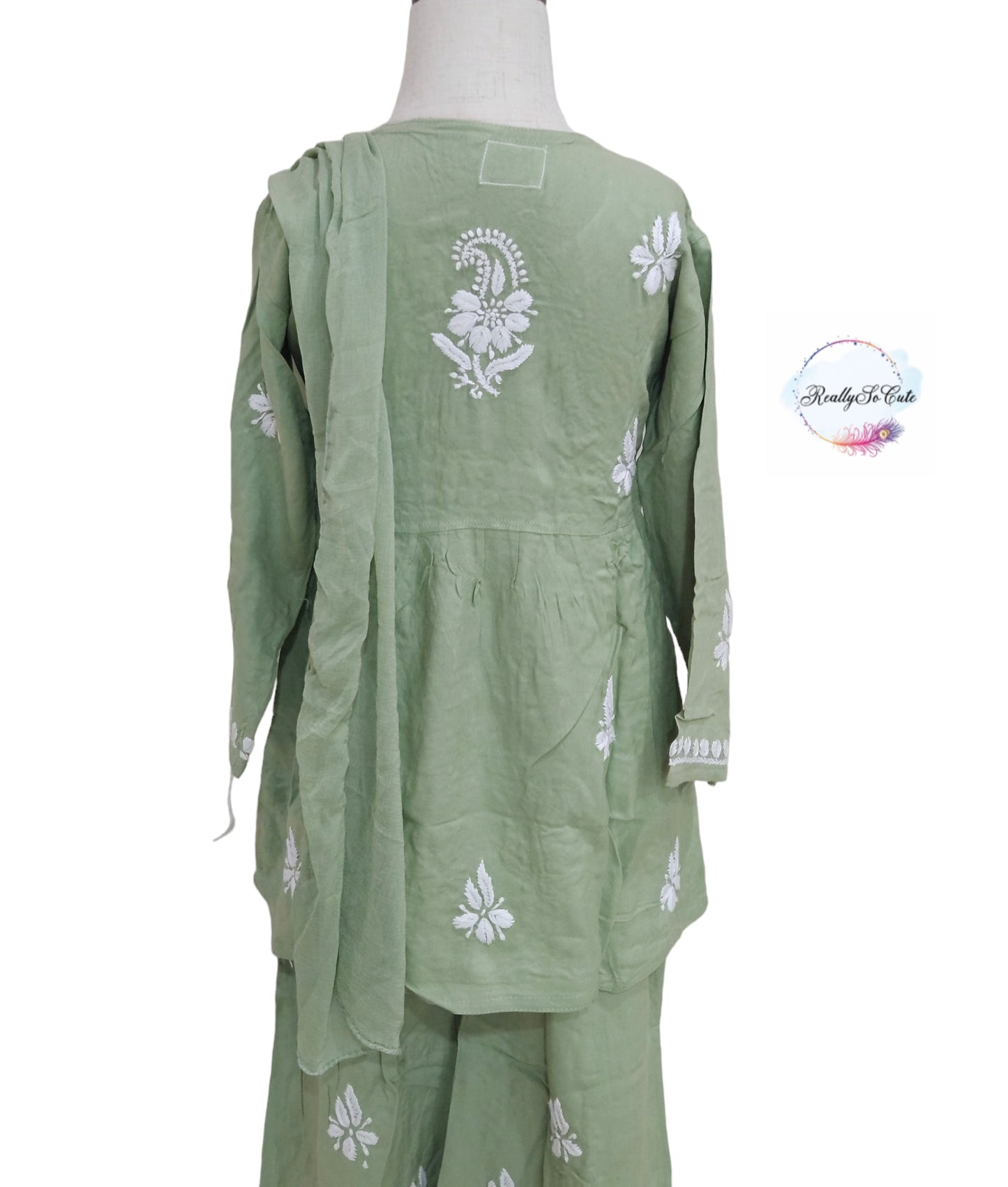 Little Girls Chikankari Kurtis sharara Set, Girls Festival Dress Set, modal Chikankari Dress Girls