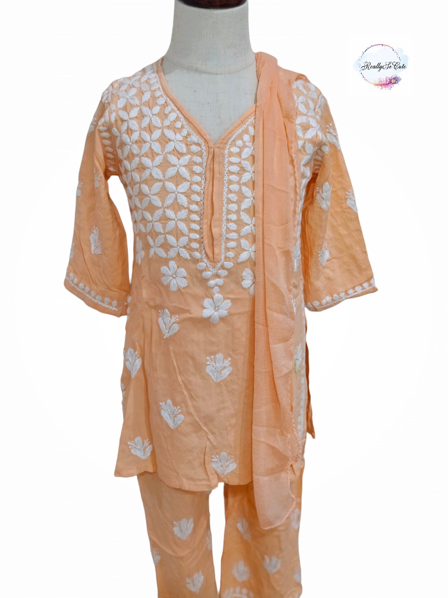 Little Girls Chikankari Kurtis sharara Set, Girls Festival Dress Set, modal Chikankari Dress Girls