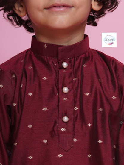 Sibling Combo - Chanderi Maroon set