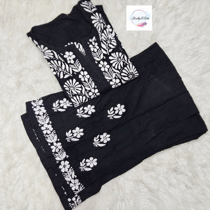 Soft Handmade Chikankari Black Kurta-Sharara