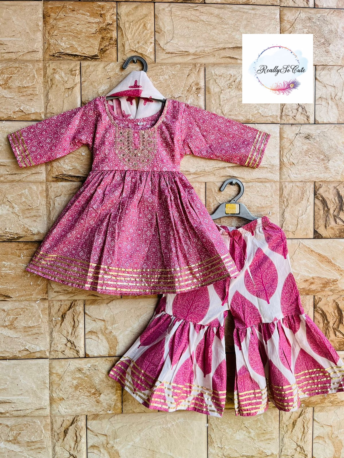 cotton sharara kurta  set/ toddler indian baby girls set, traditional dress set, kids salwar kameez