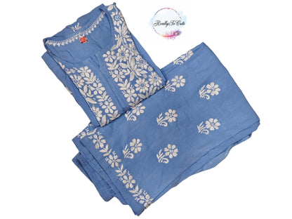 Blue chikankari kurta set