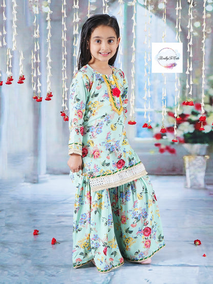 Girls 3 piece floral Palazzo Kurti set