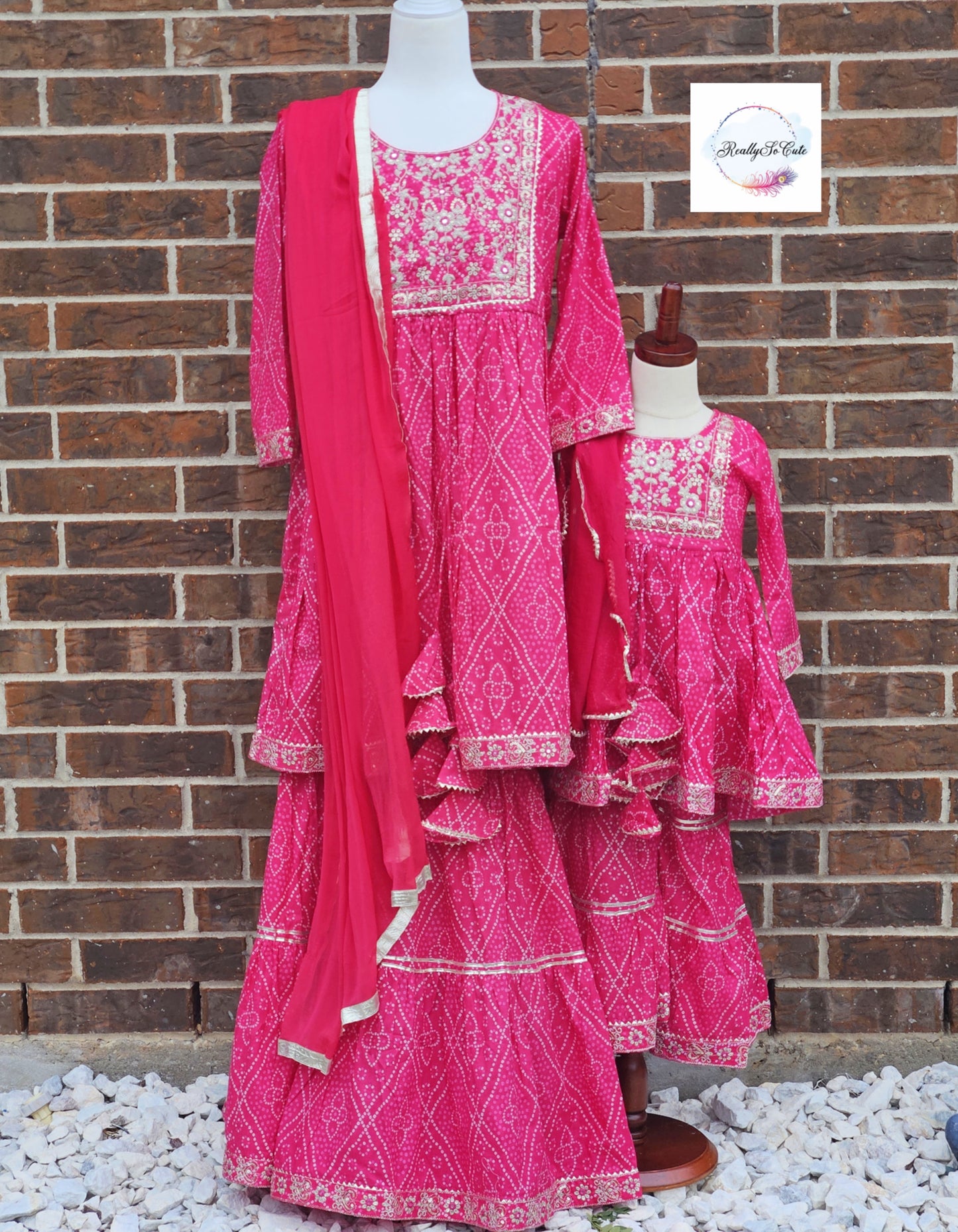 Pink Bandhani sharara set