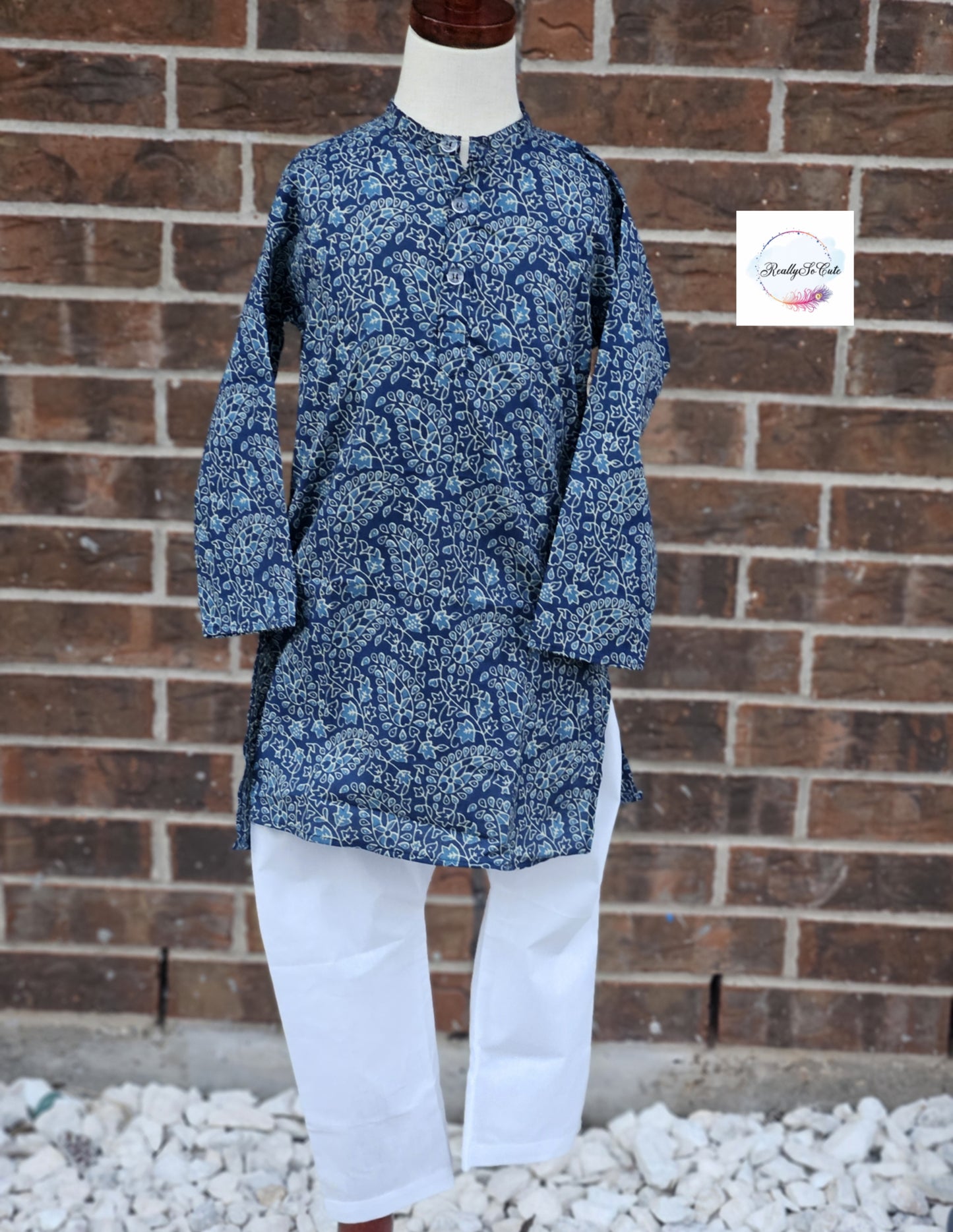 Blue Boys  cotton kurta pajama set, infant kurta pajama