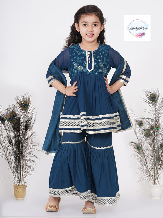 Girls 3 piece Palazzo Kurti set