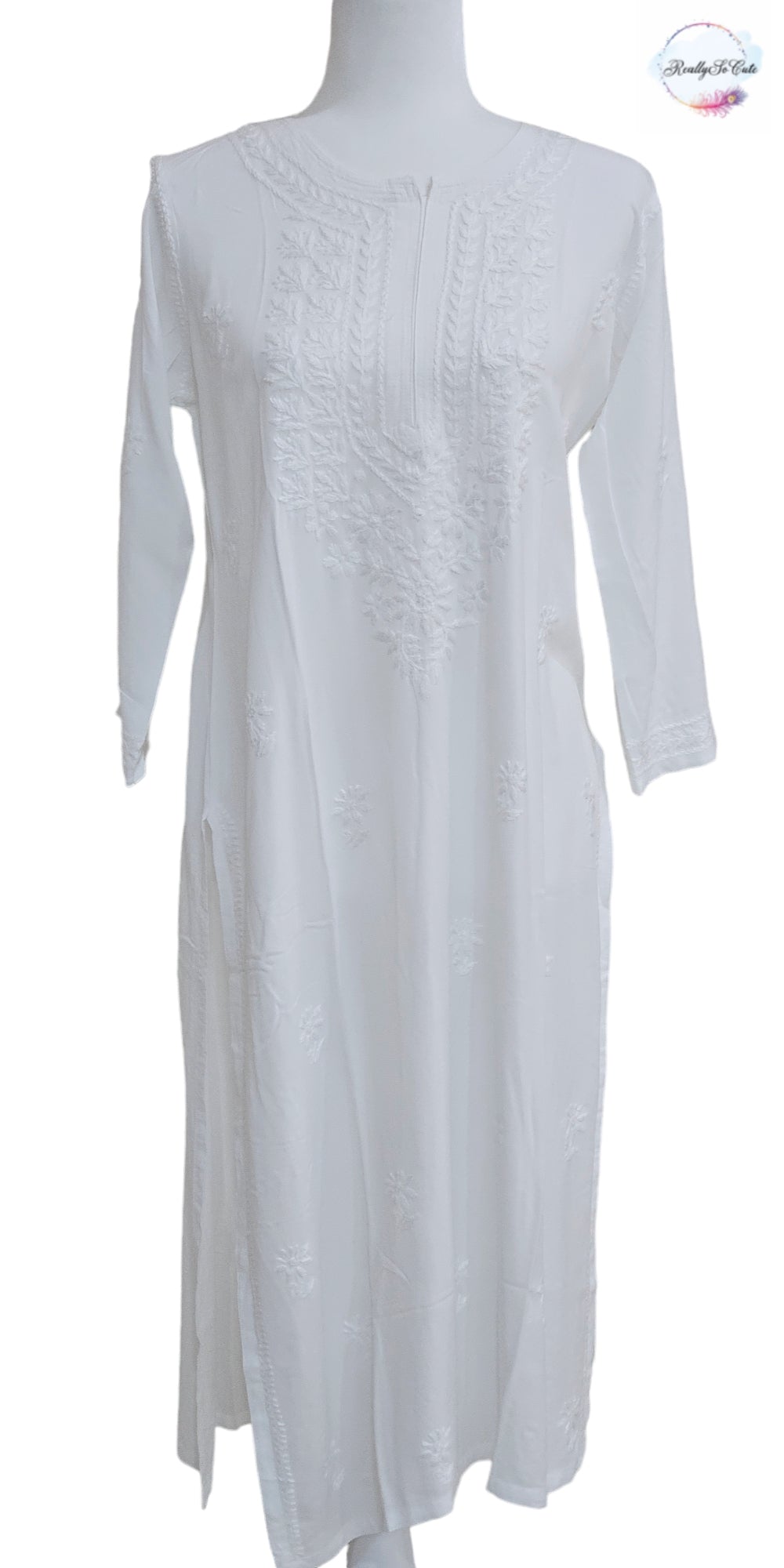 White chikankari kurti