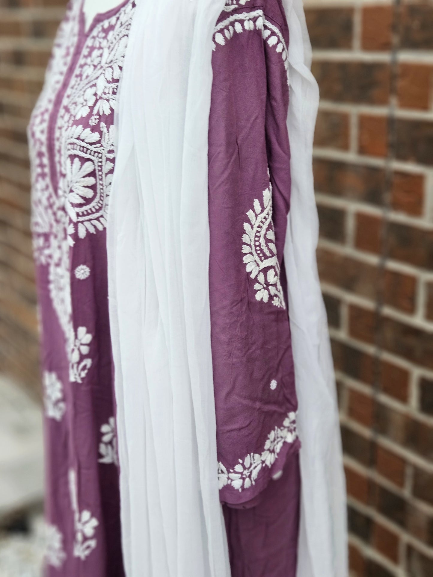 Purple chikankari kurta set