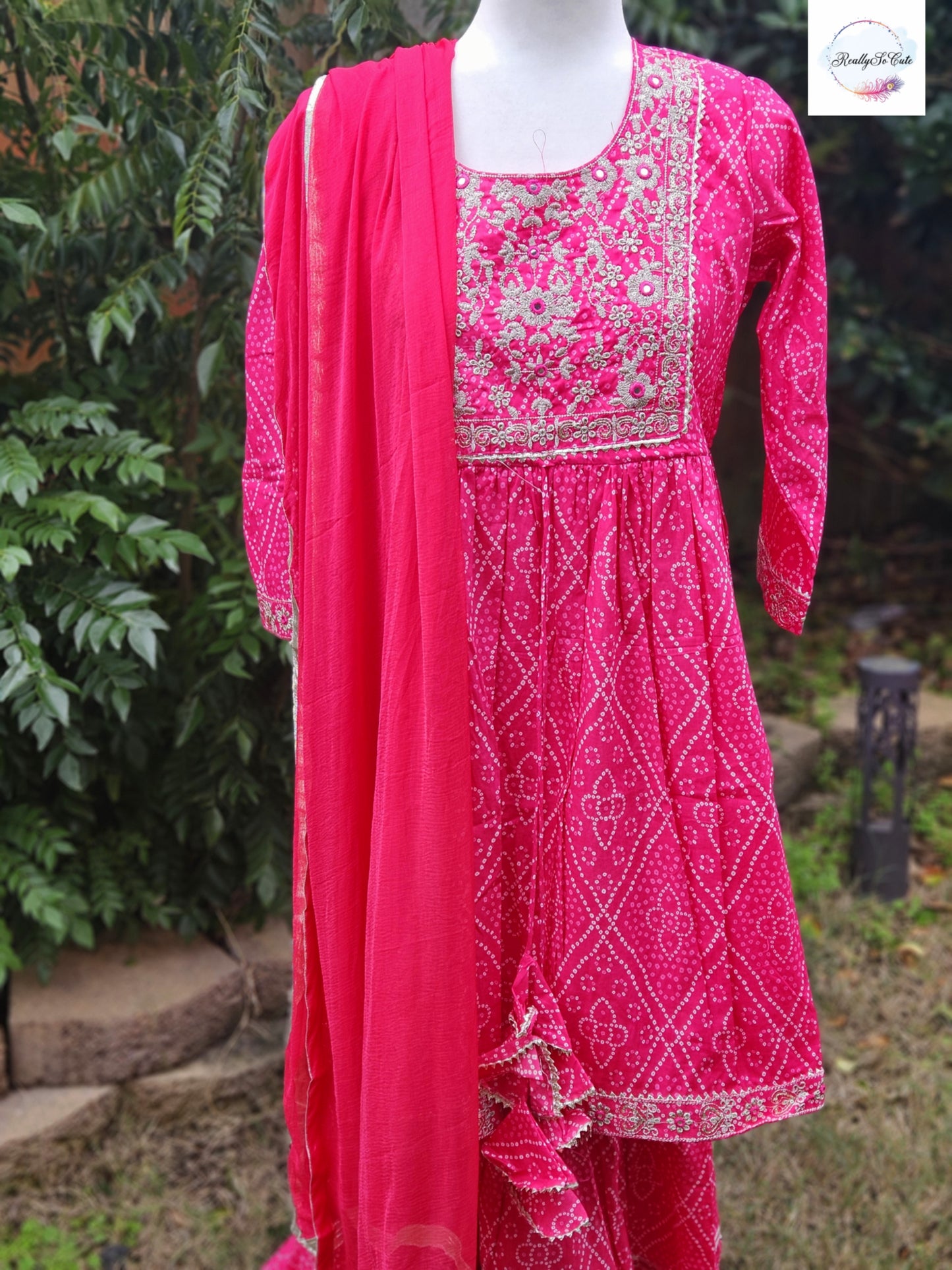 Pink Bandhani sharara set