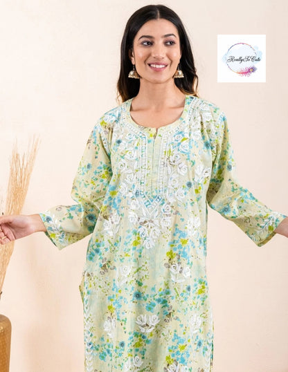 MulMul chikankari Green