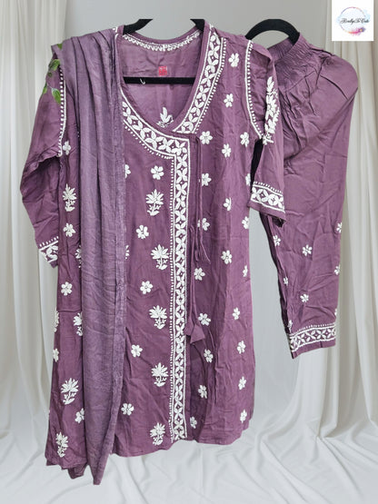 Girls Chikankari Kurtis pant Set, Girls Modal Chikankari Dress