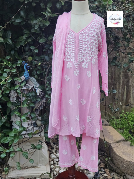 Little Girls Chikankari Kurtis sharara Set, Girls Festival Dress Set, modal Chikankari Dress Girls