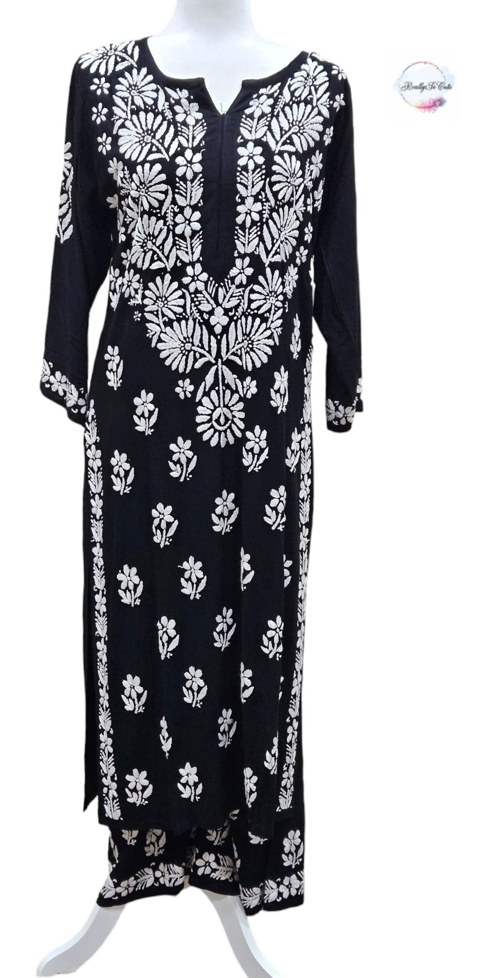 Soft Handmade Chikankari Black Kurta-Sharara