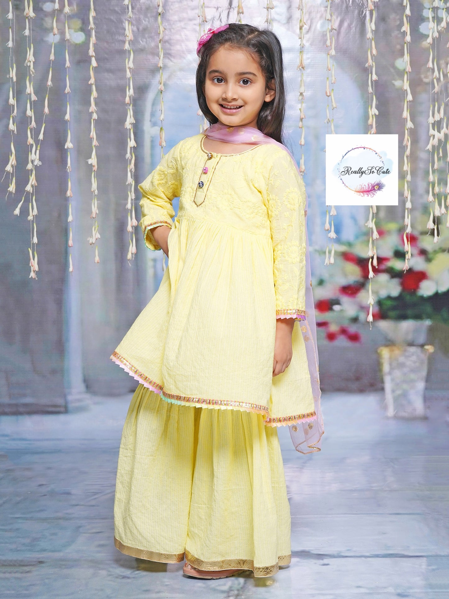 Girls 3 piece Palazzo Kurti set