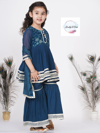 Girls 3 piece Palazzo Kurti set