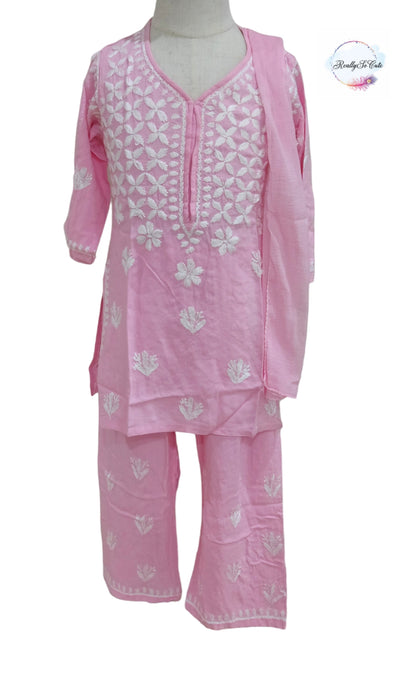 Little Girls Chikankari Kurtis sharara Set, Girls Festival Dress Set, modal Chikankari Dress Girls