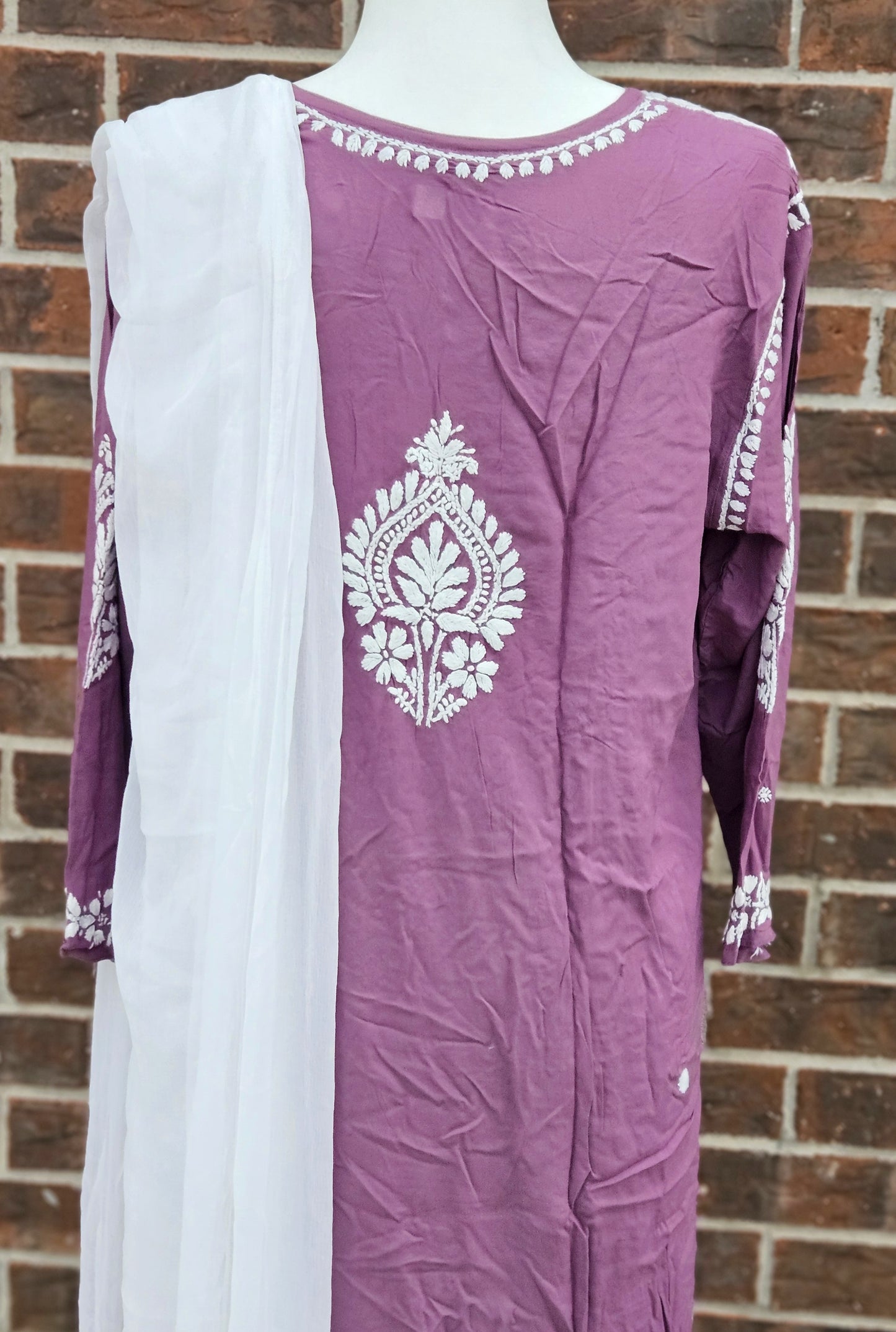 Purple chikankari kurta set