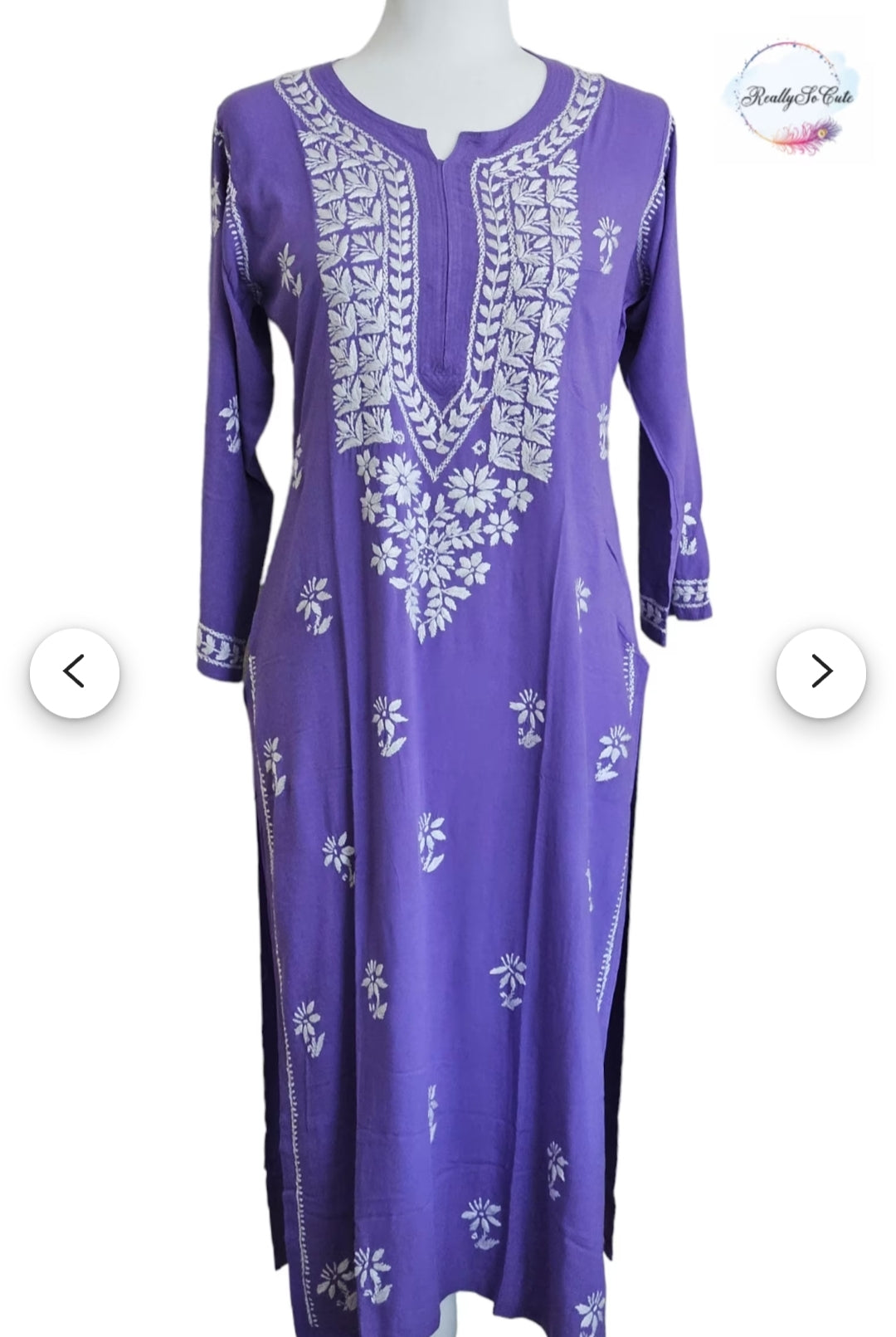 Purple A line chikankari kurti