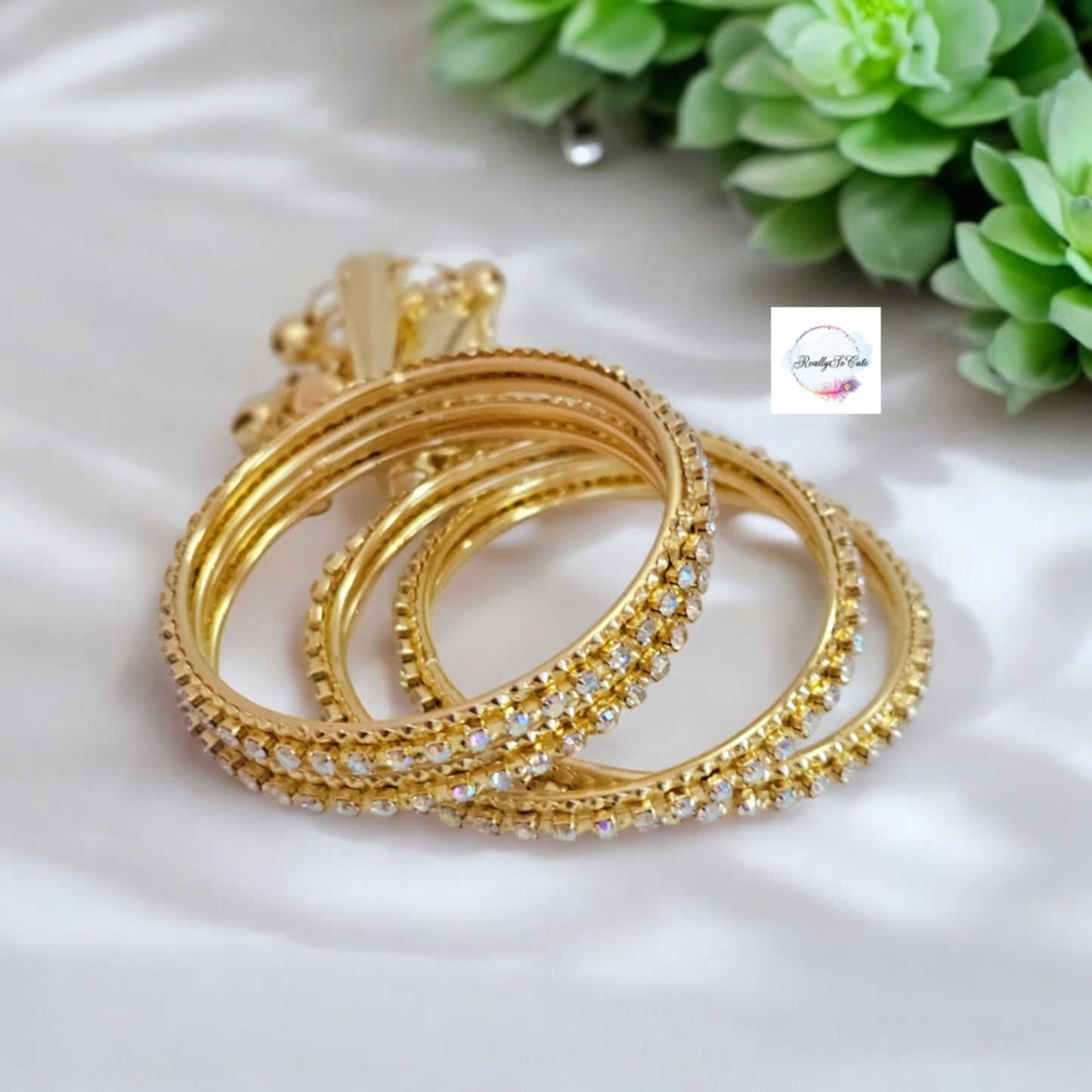 White color bangles with dangles