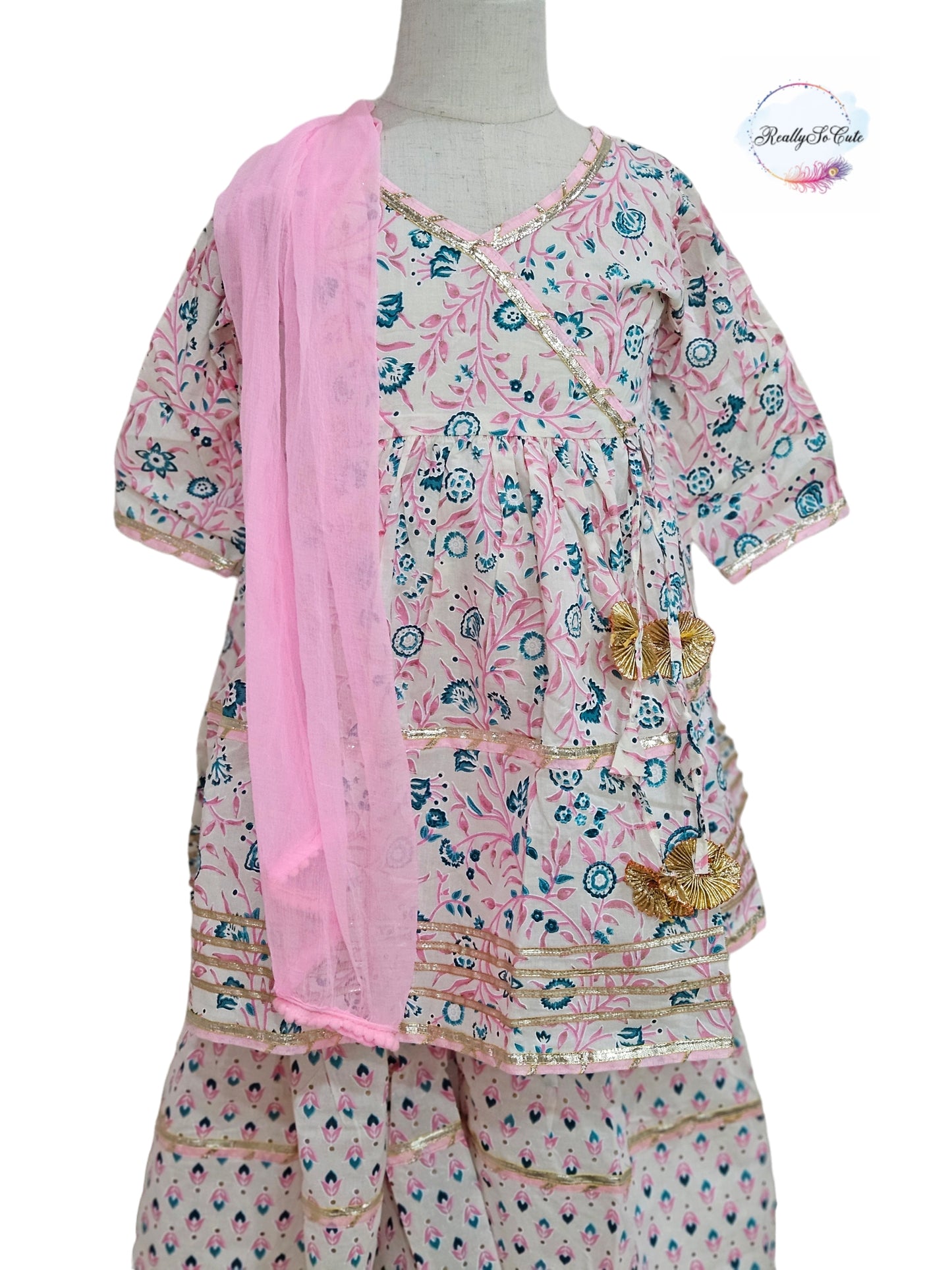 Indian Salwar Suit/  cotton sharara kurta  set/ toddler indian baby girls set, traditional dress set, kids salwar kameez