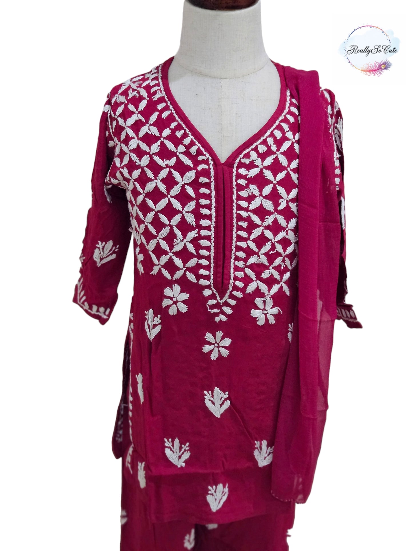 Little Girls Chikankari Kurtis sharara Set, Girls Festival Dress Set, modal Chikankari Dress Girls