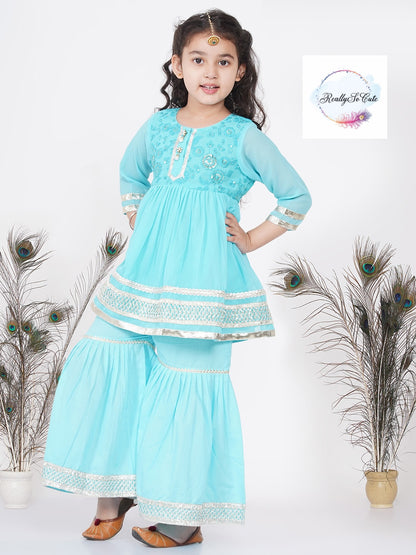 Girls 3 piece Palazzo Kurti set