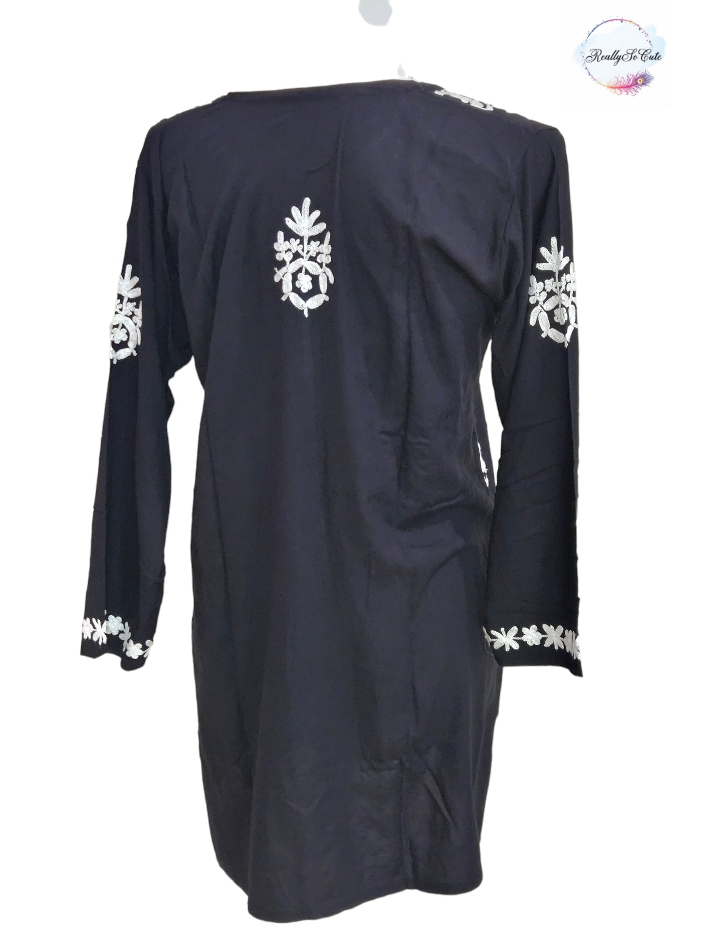 Black short Chikankari top