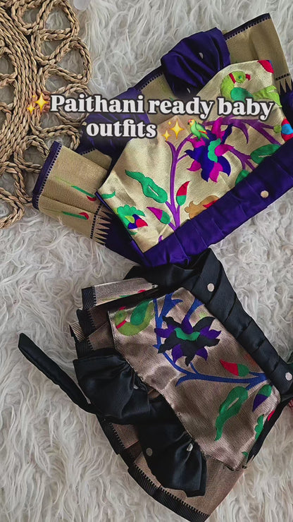 Traditional paithani dresses, Green baby girls ethnic wear,