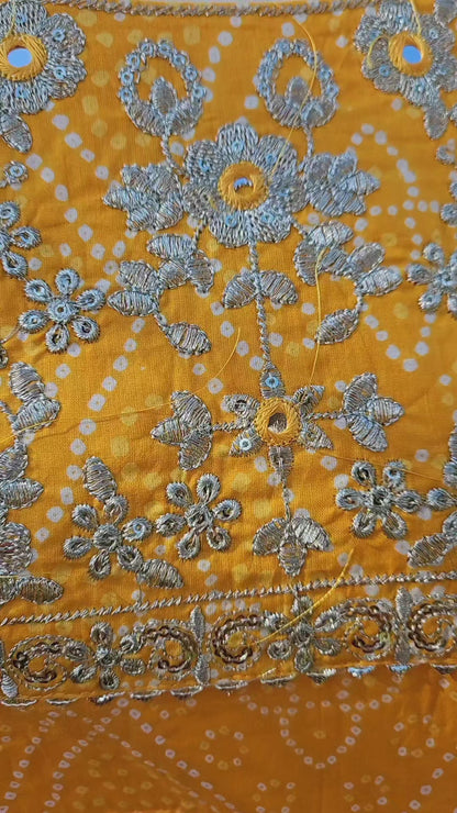 Boys  cotton kurta pajama, yellow Bandhani kurta set