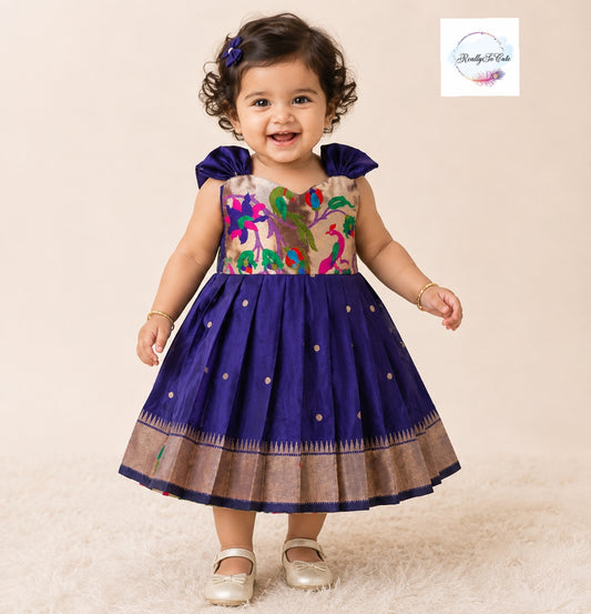 Traditional paithani dresses, baby girls ethnic wear,