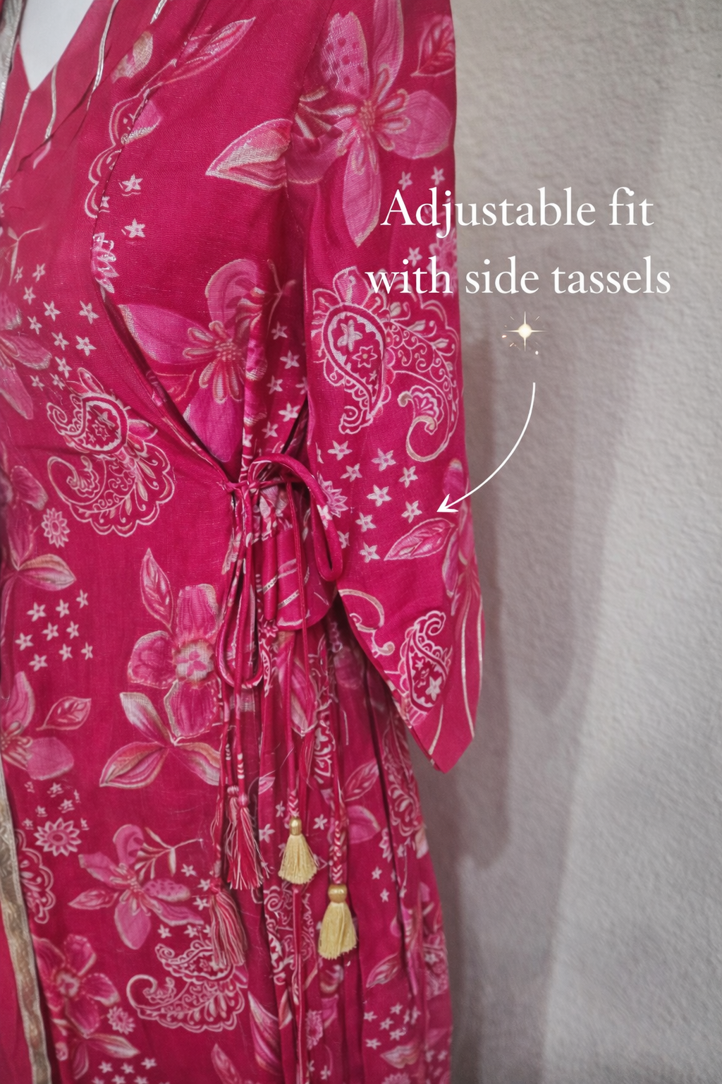 Pink Floral Muslin Kurta Set for Women with Pockets | Mom & Me Matching Available | S–XXL