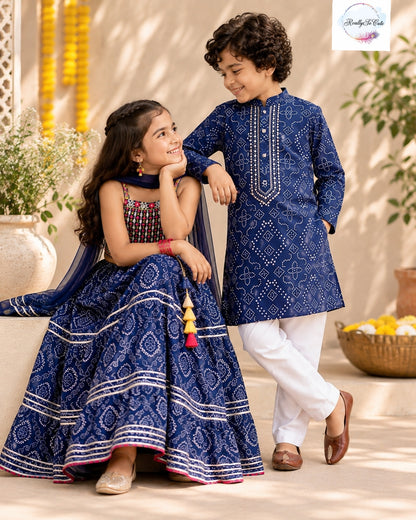 Navy Blue Pure Cotton Kurta Pajama Set for Boys | Ages 1–12Y
