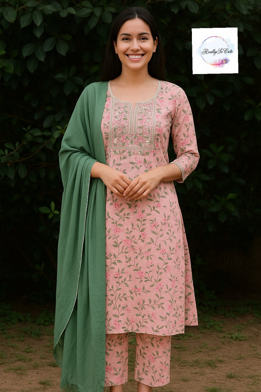 Kurti pant set, floral kurti salwar