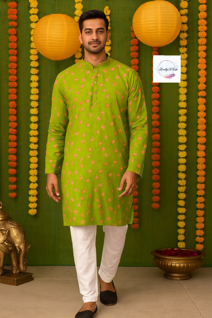 Men’s Traditional Kurta Pajama Set – Festive Wear, pichwai floral kurta