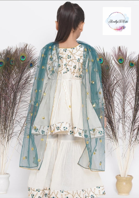 Girls 3 piece sharara Kurti set