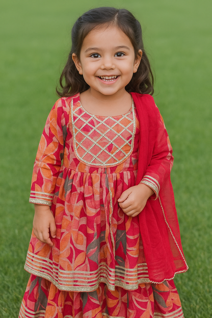 Soft silk girl kurti sharara set, muslin kurta sharara