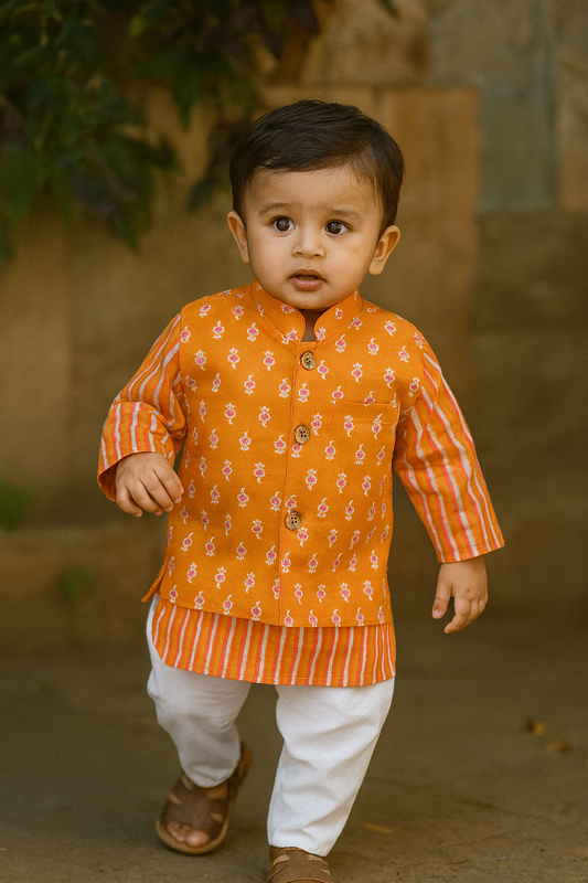 Boys  cotton kurta pajama with jacket, cotton kurta set