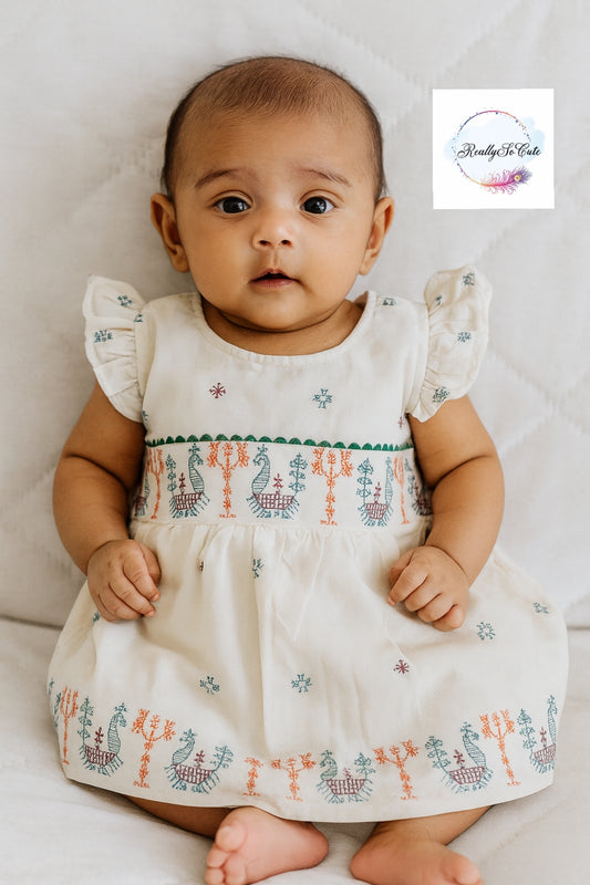 Baby girls' cotton dress, infant girl ethnic wear