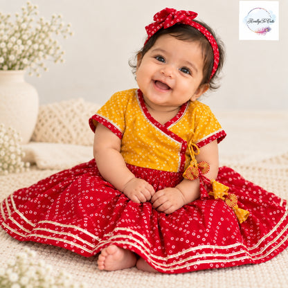 Baby Girl Bandhani Lehenga Set | Pure Cotton | 0-12 Months