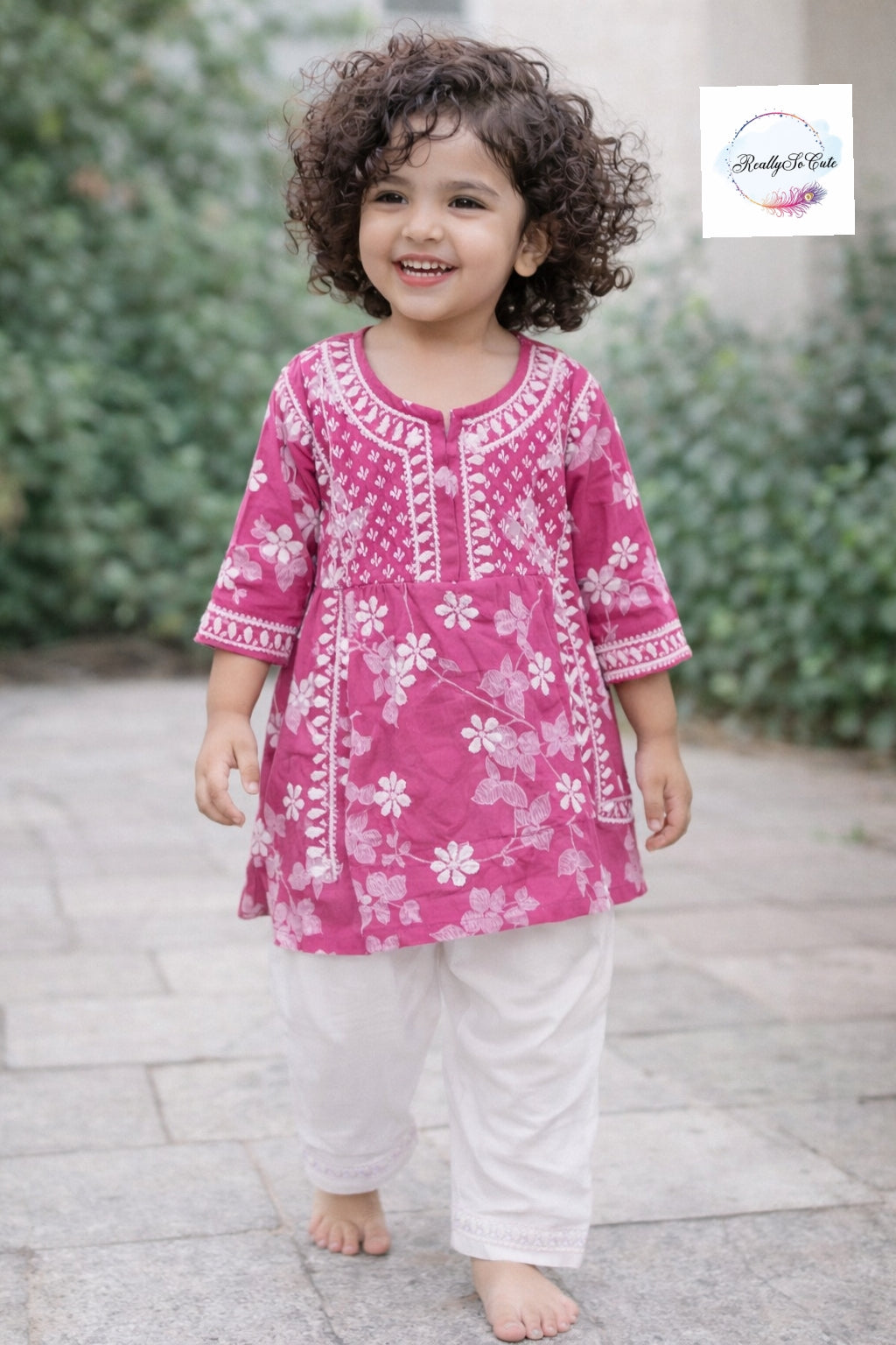 Little Girls Chikankari Kurtis sharara Set, Girls Festival Dress Set, muslin Chikankari Dress Girls