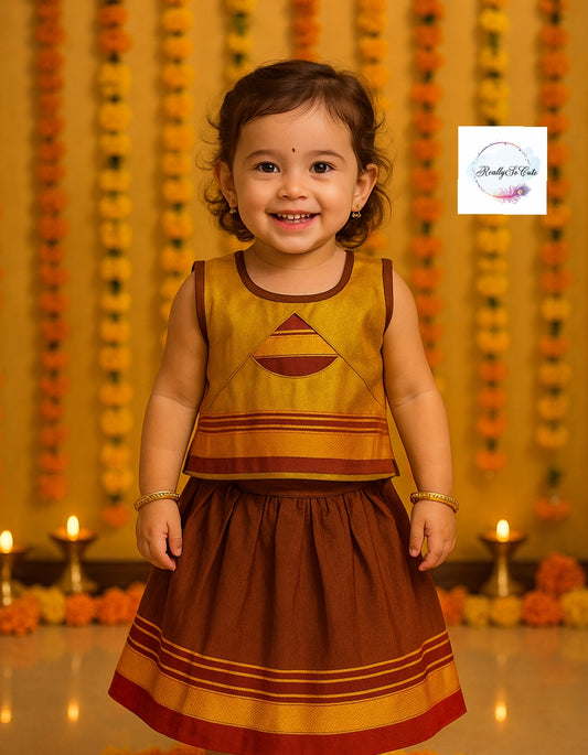 Little Girl Lehenga sets, Parkar Polka, ugadi girl ethnic wear,