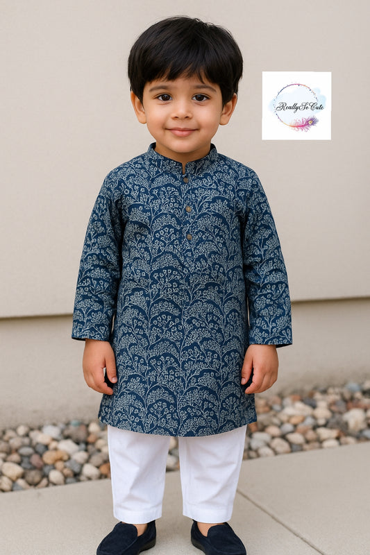 Blue Boys  cotton kurta pajama set, infant kurta pajama