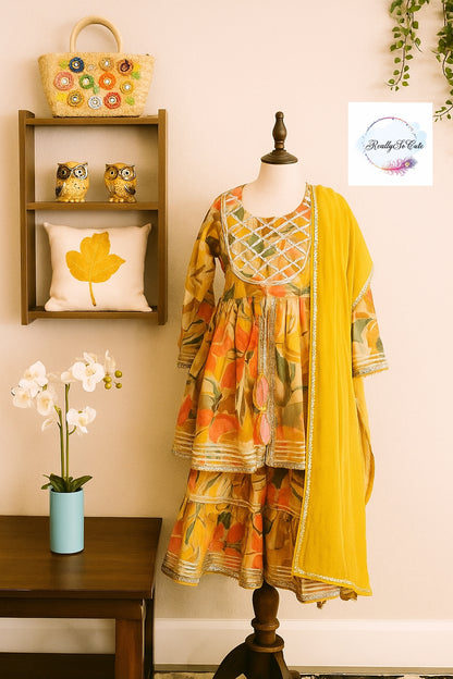 Soft muslin kurti sharara set