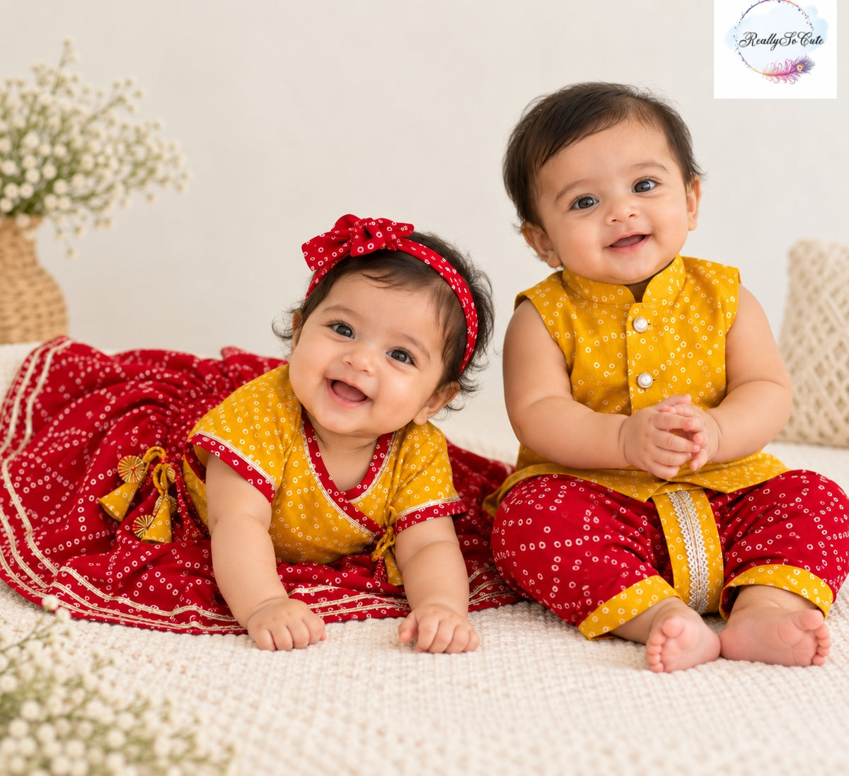 Baby Girl Bandhani Lehenga Set | Pure Cotton | 0-12 Months