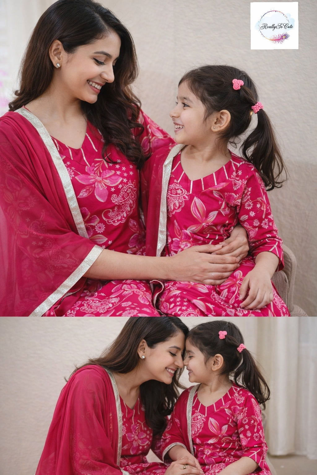 Pink Floral Muslin Kurta Set for Women with Pockets | Mom & Me Matching Available | S–XXL